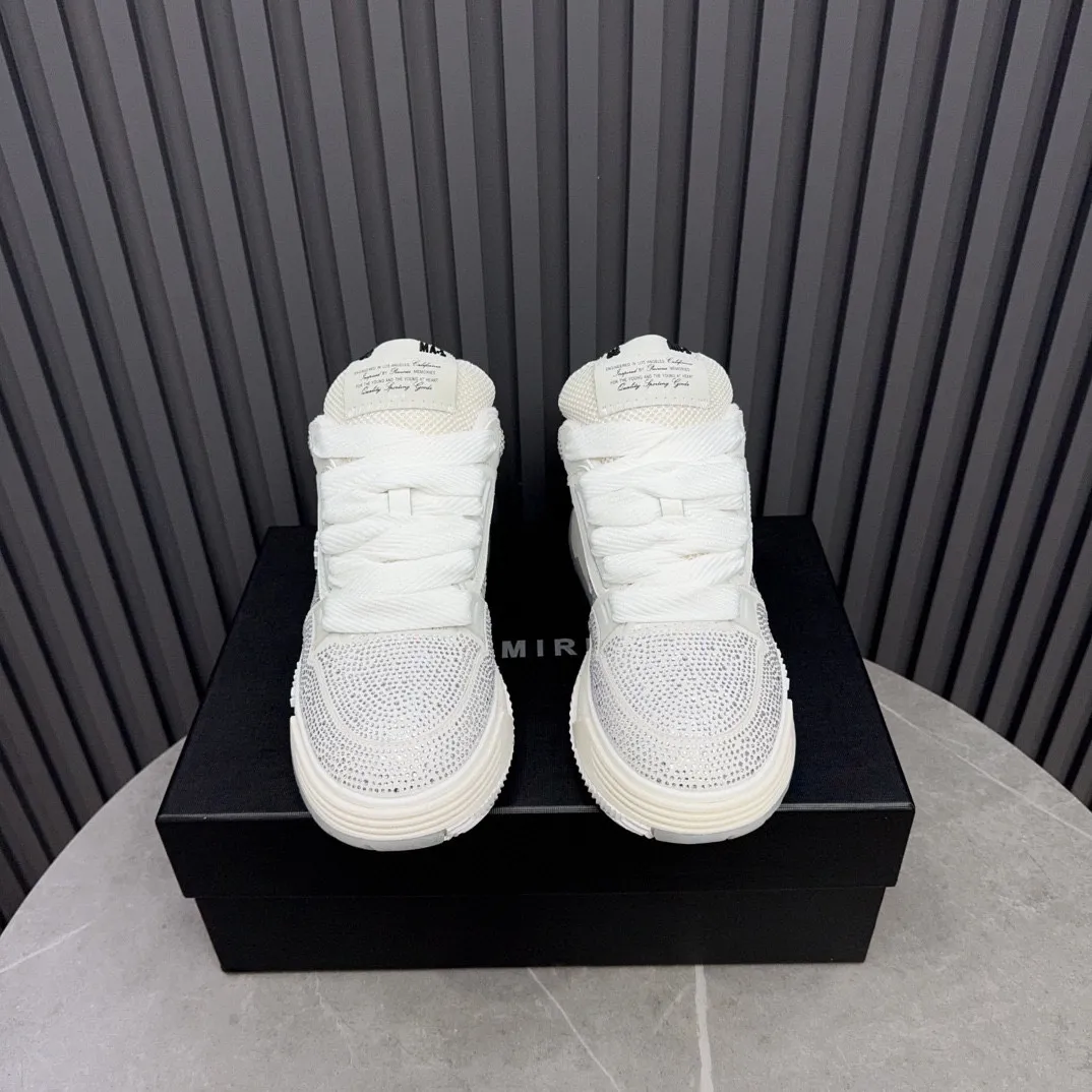 Men's men's shoes 💰800 AMIRI Amir Couple's new hot brick high street sneakers with bone sports shoes, toe-layer cowhide upper, upper side bones, purely hand-stitched, with good three-dimensional effect, customized metal LOGO, code number 35-44 (45, 46 customized)